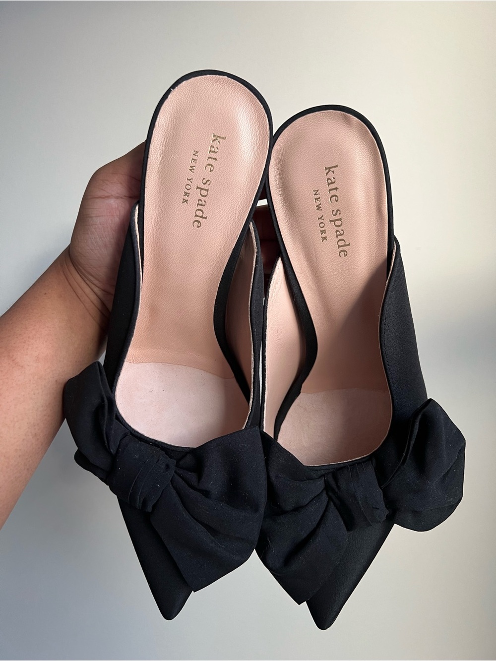 Kate Spade Marseille Black Satin Bow Pointed Toe Pumps 9B